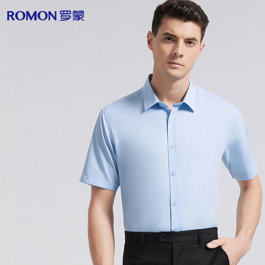 Romon machine washable ice silk cotton short-sleeved shirt men's shirt for young and middle-aged business half-sleeved dad top men's clothing