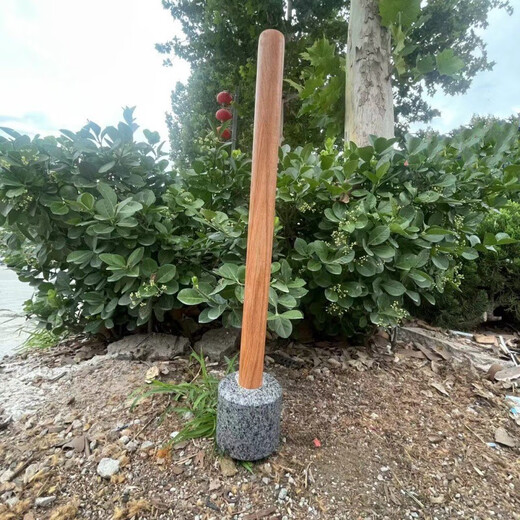 Green garlic hammer, stone mortar, hammer, pepper hammer, garlic pounder, stone rod, medicine pestle, grinding wooden stick, stone hammer, wooden stick, stone hammer diameter 11 cm