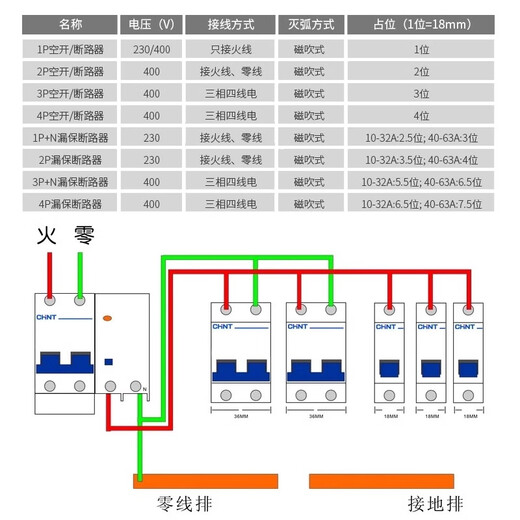 正泰（CHNT）空气开关32a空开小型1p断路器63a 2p三相3电闸4家用单DZ47-60 空开4P 63A