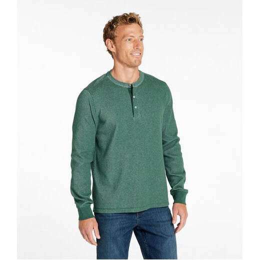 L.L.Bean men's long-sleeved Henley shirt cotton retro soft knitted T-shirt soft casual business TA523188 Classic Navy S suitable for bust 97-105cm