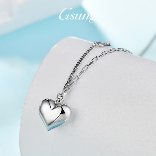 GsunG platinum chain set for women new PT950 love necklace fashionable and shiny AB chain platinum necklace for girlfriend PT950 necklace about 8.5 grams 45 cm pre-order