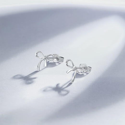 ZLF PT950 Platinum Earrings Women's Platinum Simple Sweet Bow Earrings 1.39g
