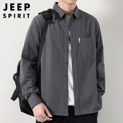 JEEP SPIRIT吉普衬衫男长袖休闲外套男装秋冬季衬衣男士纯棉潮流衣服