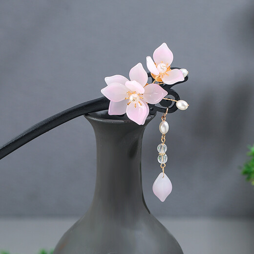 He Jiagong Hanfu headdress, tassel hairpin, fairy style, ancient style, simple updo hair accessories, sandalwood hairpin hairpin, pair of clips