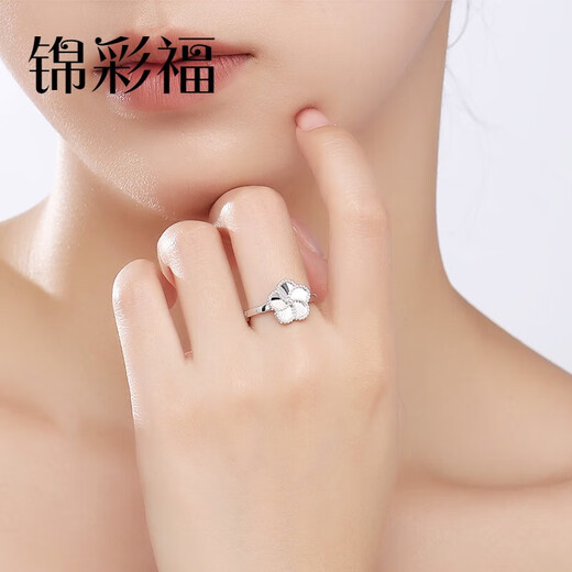 Jincaifu PT950 fashionable flower imitation diamond platinum ring live and versatile platinum ring for women platinum fashion flower ring about 4.1g