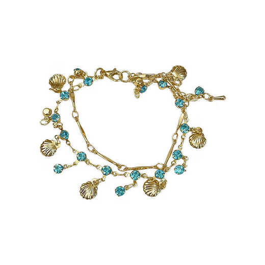 Blue Flash -Bohrerschalen -Armband Halskette Set Leichte Luxus Nische Exquisites Urlaubsstil Stapelte Krungsnetzkette heißes Accessoires S653 Gold Armband