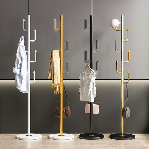Getiancai Metal Coat Rack Floor-standing Clothes Rack Foyer Vertical Room Storage Rack Bedroom Simple Creative Bag Rack Black Right Angle Style