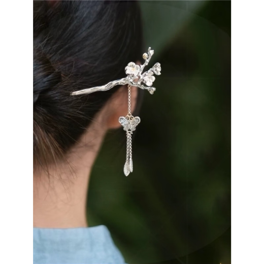 Laohuangxiang Twelve Flower Gods sterling silver 999 hairpin for women ancient style hairpin Hanfu cheongsam cheongsam birthday gift for girls S999 January plum blossom hairpin