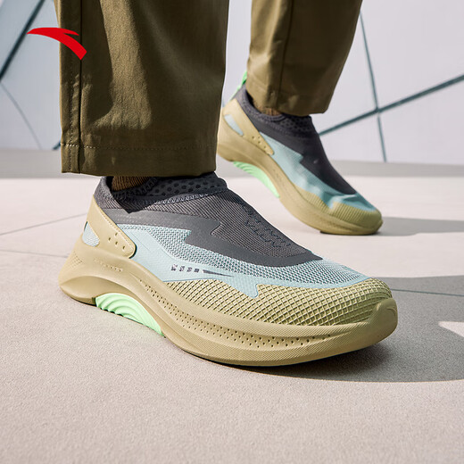 ANTA Slip on Men's Casual Shoes Comfortable, Breathable, Trendy Soft Sole Heightening Small Black Shoes Castle Gray/Fish Eye Blue/Toffee Yellow-5 42