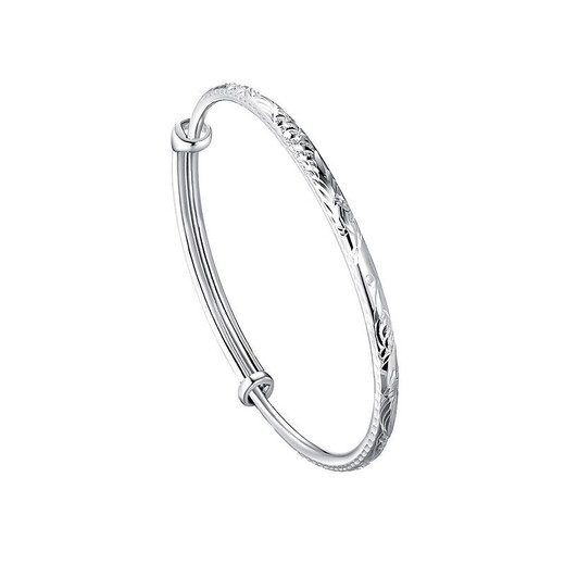 Jintiandi Jewelry Platinum Bracelet PT950 Round Rod Dragon and Phoenix Bracelet Live Mouth Push-Pull Adjustable Size 10.56g Supports Inspection, Get Three for a Fake