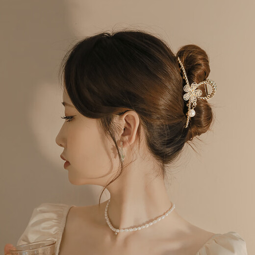 Xiang Wan Hairpin Hairpin Temperament Metal Flower Clip Chinese Style Hairpin Back of the Head High-end Large Shark Clip Hair Accessory