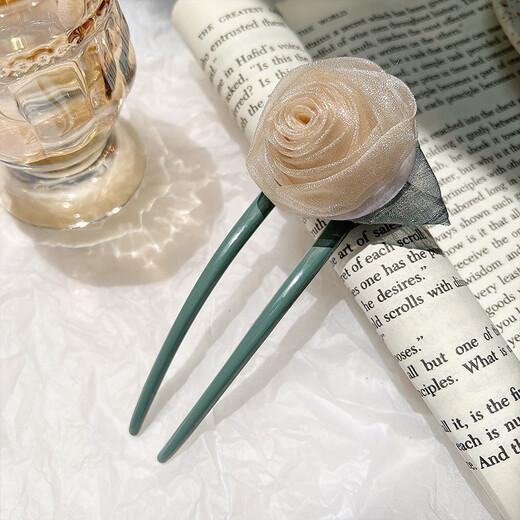 Bai Shilin camellia U-shaped hairpin women's high-end hairpin artifact summer temperament ball hair ornaments on the back of the head headdress single