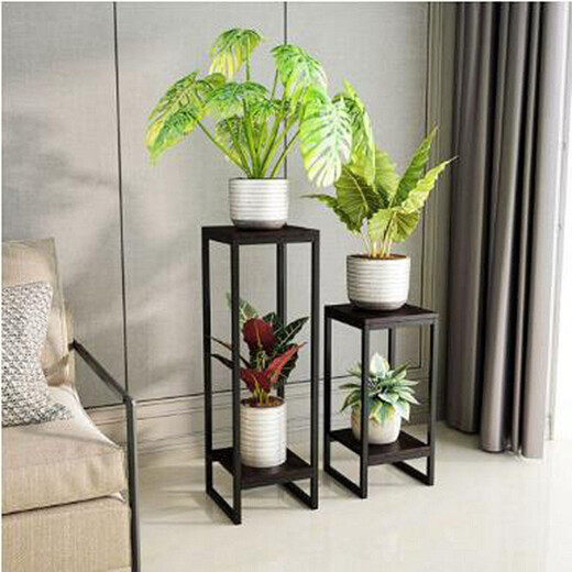 Shuaili Iron Flower Stand Balcony Outdoor Flower Pot Stand Double-layer Storage Rack Pothos Bonsai Stand SL8228Z White
