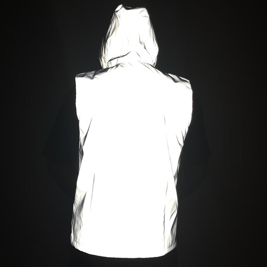 Customized reflective hooded vest, night vision travel safety riding vest, vest for boys, outdoor top, sports laser jacket, high brightness silver reflective S