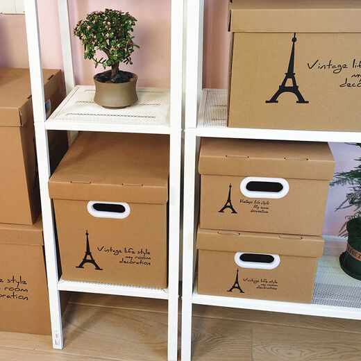 LOCKZI carton odorless carton storage box with lid book organizer storage box moving large kraft paper gift red doll 35*28*19 length, width and height