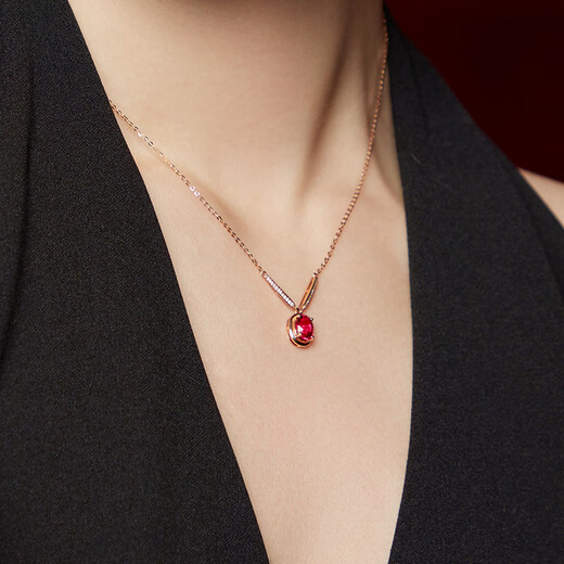 COASZE Gemstone Pigeon Blood Tourmaline Necklace Light Luxury 18k Gold Necklace for Women, One Object, One Certificate Pigeon Blood Tourmaline Necklace