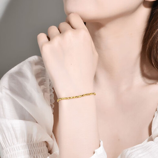 Jin Xiaoxiu Gold Bracelet Women's Football Gold Bundy Beads Bracelet 5g Transfer Beads Reese Scattered Beads Sparkling Chinese Valentine's Day Gift for Girlfriend 1g, 2mm Bundy Scattered Beads About 30 Pieces