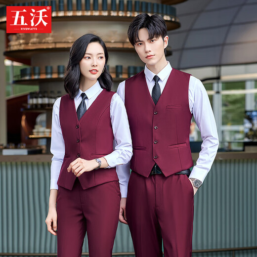 Wuwo autumn and winter professional wear women's suit suit vest for men and women hotel front desk reception bank 4s teacher work uniform men's vest + trousers + shirt (remark color) 3XL