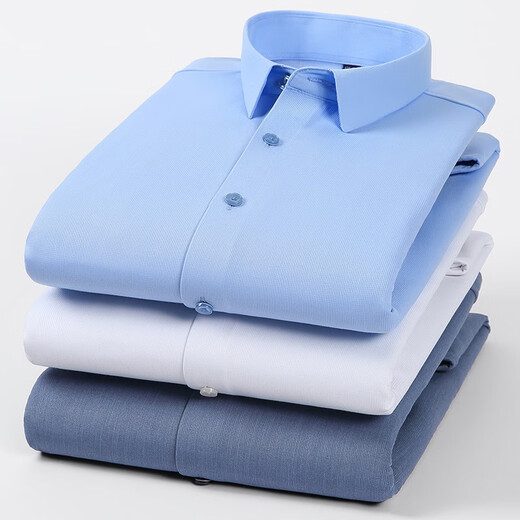
Nobel Paul (NOBOLPAUL) warm shirt men's long-sleeved plus velvet thickened traceless elastic business and casual middle-aged and young professional work clothes white shirt WH9903 blue gray 43
