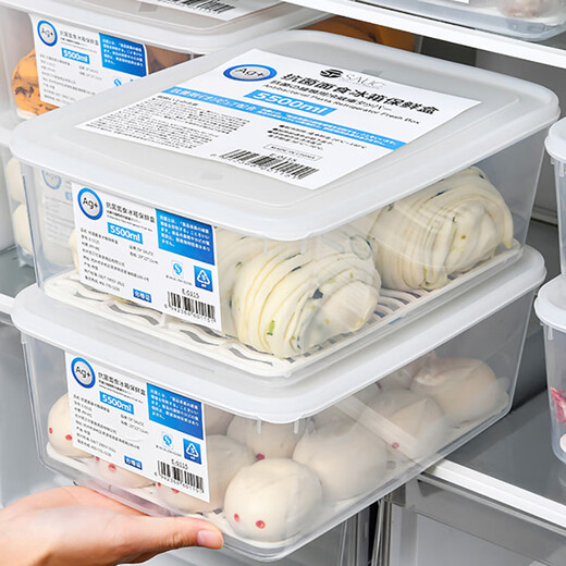 Home Story Japanese Antibacterial Steamed Buns Refrigerator Freezer Special Storage Box Large Capacity Dumplings Food Grade Sealed Preservation Box Antibacterial Storage Box 5500ml 2 Pack 2 Layers