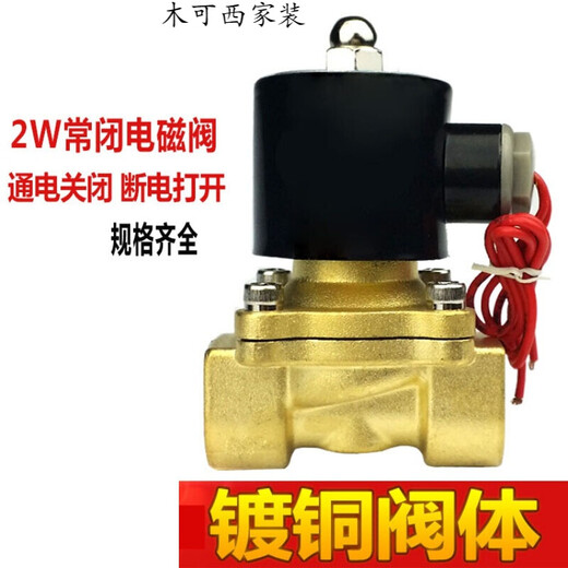 适用SYPC常闭电磁阀镀铜水阀2w025-08 2w-040-10 160-15 DN25定制 2w-350-3524v