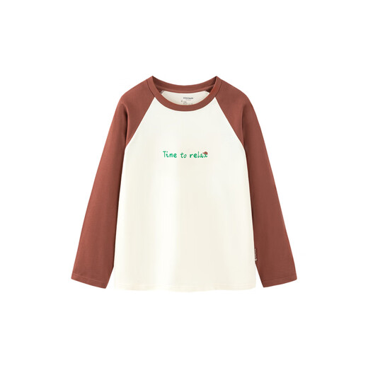 Mini Bala mini parent-child boys and girls pure cotton raglan sleeve T-shirt tops for a family of three caramel brown 51103 165