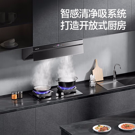 Wanhe [High-up-Neuprodukt] Reichweite Kapuze für Home-Seitsaugküche Stumme Stummschaltung Erste Energieeffizienz 27 kubische CNC große Saugfrequenz-Frequenzwelle Intelligente Steuerung 1050pa Hochwinddruck Little Monster Saughaube CXW-368-WJ930 Single Tobacco