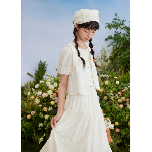 Zihan (ZIHAN) Zihan dress vest suit summer forest pastoral style embroidered mid-length skirt vest two-piece set embroidered midsole L