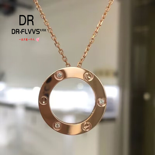 Fat Donglai's same style large cake necklace, high quality women's fashion sense, 18k rose gold plated round cake pendant clavicle chain, 3 diamond large cake necklace, rose gold