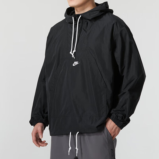 耐克（NIKE）男装2025秋新款梭织连帽半拉链卫衣运动休闲套头衫外套 FN3893-010黑色 L