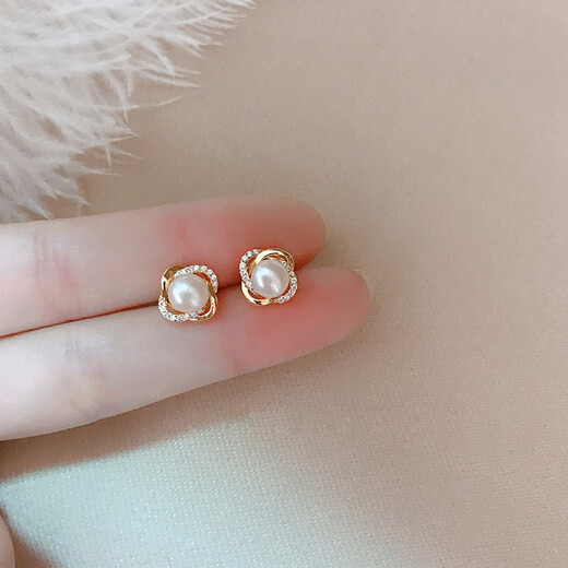 Jiuweiya 925 silver needle pearl earrings for women, new style, flash diamond temperament, Korean personality, simple and versatile earrings, internet celebrity trendy ear jewelry, JYD213 pair of pearl earrings