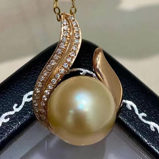 Feiyu Nanyang gold pearl pendant seawater necklace 18k gold inlaid with diamonds light luxury clavicle chain gift for girlfriend 10-11mm