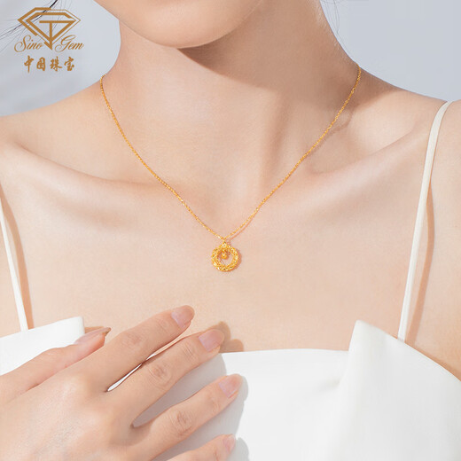 Chinese jewelry birthday gift for girlfriend gold necklace women's 999 pure gold Mobius pendant dream weaver necklace