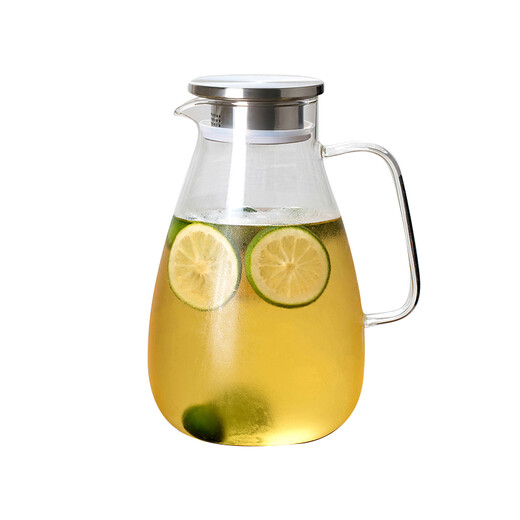 VTyee glass cold water kettle household high-temperature-resistant cold water cup heat-resistant and explosion-proof large-capacity cool white teapot set single-dudu pot 2600ML No Specifications