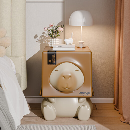 BHM Cute Capibala Porch Shoe Changing Stool Living Room Ornaments Bedside Table Small Coffee Table Housewarming Gift Brown Total Height 30cm Can Be Used as a Coffee Table