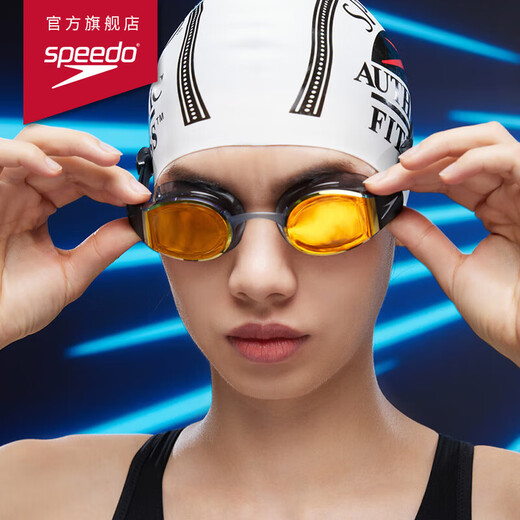 Speedo Marinerpro basic swimming training coated swimming goggles for men and women, black/orange