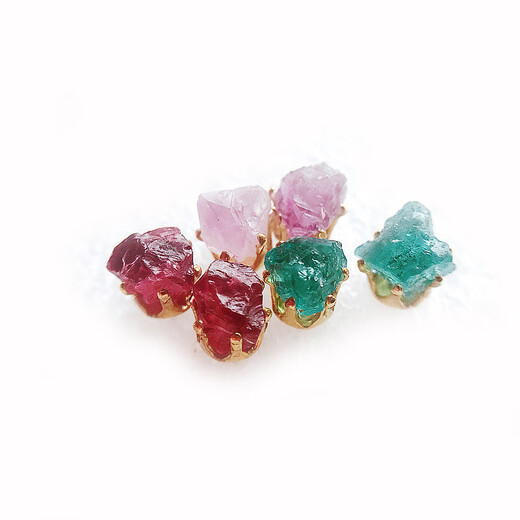 Baozha original design tourmaline earrings for women natural raw ore amethyst earrings creative simple garnet earrings garnet raw ore