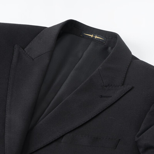 HAIPAIHAOYU suit men's double-breasted business formal wear waffle neckline slim suit professional suit banquet dress double slit 9902 black 175A