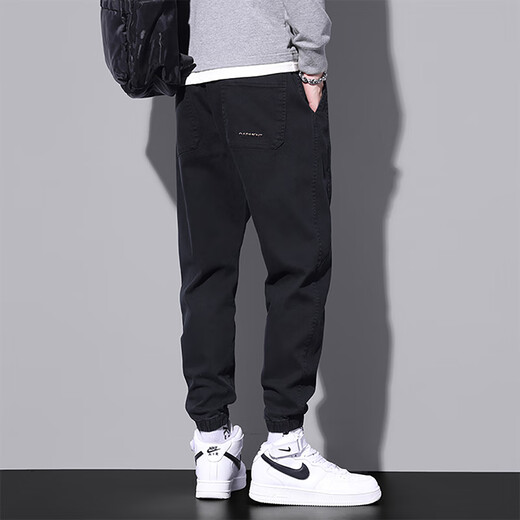 Jüdische Freizeithosen für Männer im Frühjahr und Herbst neue amerikanische Modemarke -Arbeitshose für Männer losen Fußsporthosen 9859 Black plus Velvet + 9859 Black Plus Velvet M.