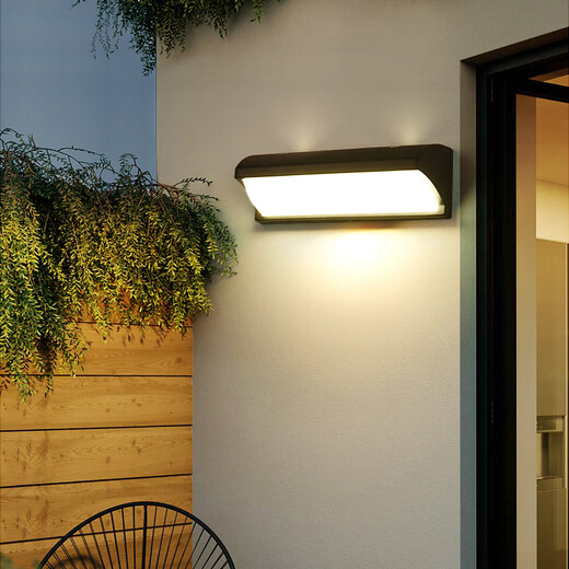 Micro outdoor wall lamp waterproof aisle stair courtyard door outdoor led super bright waterproof lamp balcony bathroom wall lamp I large black 50W white light