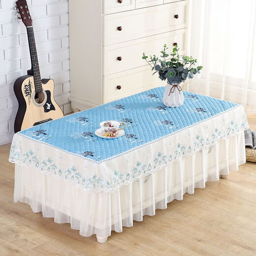 Mirror Moon Picture coffee table tablecloth rectangular all-inclusive non-slip thickened coffee table cover living room lace fabric bedside table dust cover cover Fuguihua-Coffee yarn gauze style width 70*length 130*height 40