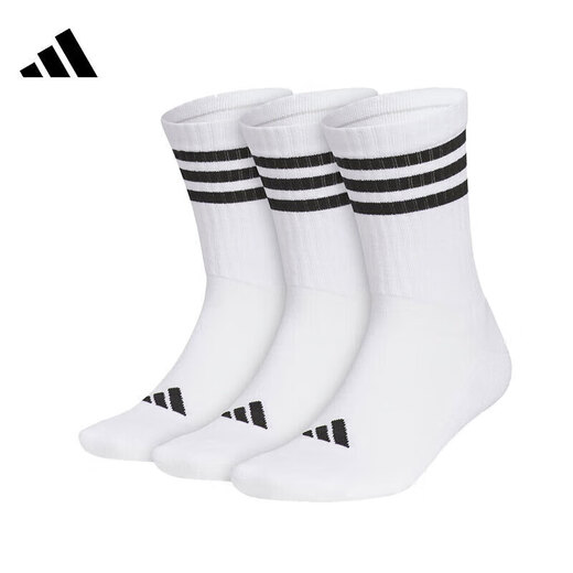 阿迪达斯（adidas）袜子男袜女袜 秋季新款休闲袜舒适透气袜子健身训练中筒袜 JN4867/白色/三双装 S /35-38码/22-24cm