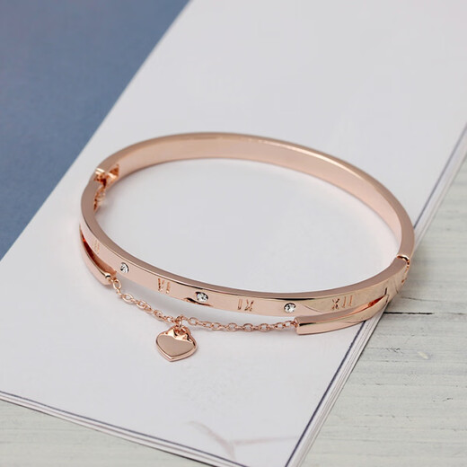 DR-FLVVS Color Gold Bracelet Korean Style Heart Girl Simple Roman Numeral Rose Gold Korean Bracelet Black Four-Leaf Clover