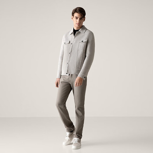 VICUTU men's coat double-sided woolen short business versatile autumn and winter coat white coffee M