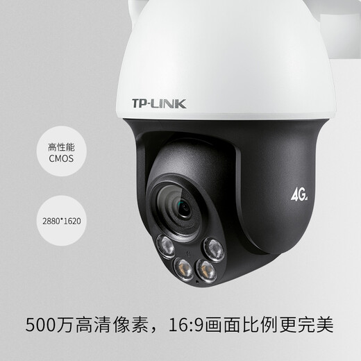 TP-LINK 500万4G全网通网络监控摄像头室外防水球机全彩夜视360度智能监控器摄像机TL-IPC653-A4G电源套装版