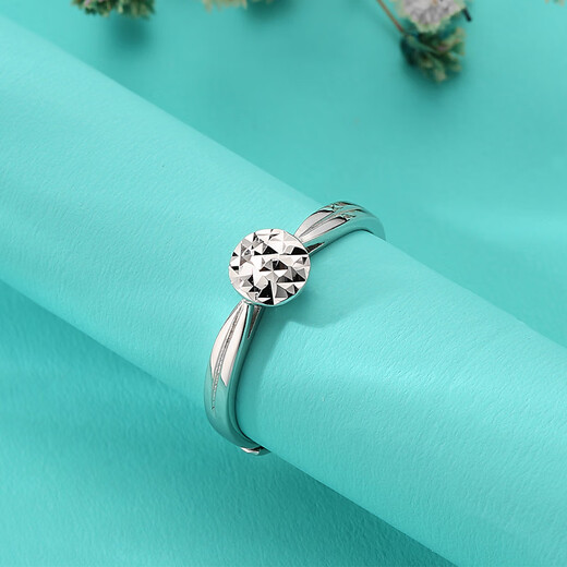 Yuan Shengfu's new PT950 fashionable round imitation diamond platinum ring, versatile platinum ring for women, 2.59 grams