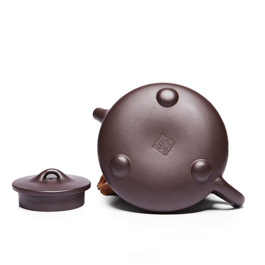 Zun Hu Yixing purple clay teapot stone ladle teapot handmade tea set teapot original mineral purple mud teapot carved landscape stone ladle 200cc