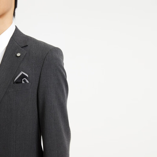 Lilang Youth Business Men's Double Line Plaid Suit Men's Color Spun Formal Suit Two-piece Set A4QXF92 Dark Gray 170A