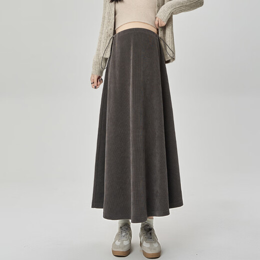 Miduli Maternity Skirt Autumn and Winter European Cotton Velvet Skirt A-Line Pleated Skirt Winter Pregnancy Long Skirt Maternity Wear Black XL