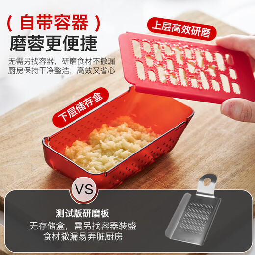 Swiss Likan grater, garlic and ginger grinder, household grinding and grating artifact, food supplement, ginger and garlic grater, red
